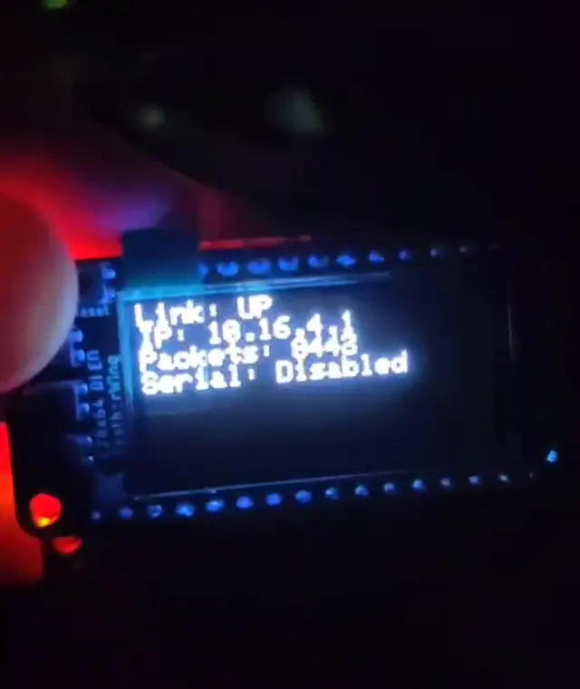 Video of microcontroller receiving E.131 packets and flashing lights.